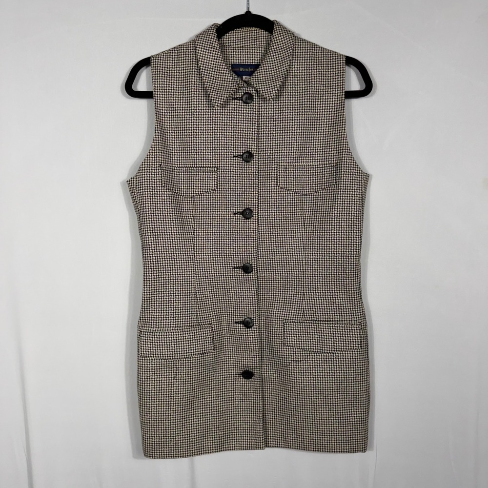 Vtg Breeches Houndstooth Silk Wool Shift Dress Sz 8‎ Blk & White Mod 60s 70s USA - Picture 2 of 8